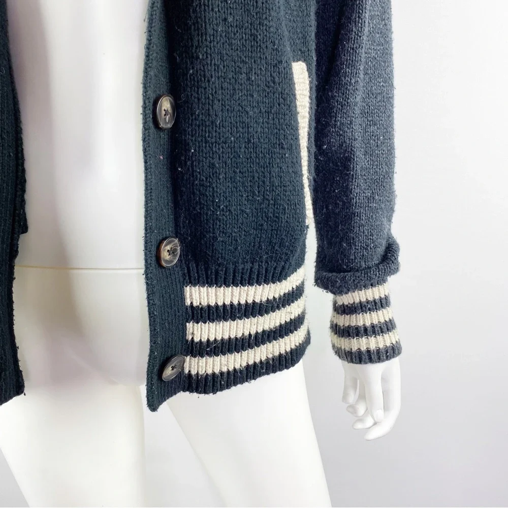 Madewell Size M Navy Blue Knit Button Down Sweater Varsity Jacket Cardigan - Picture 9 of 11